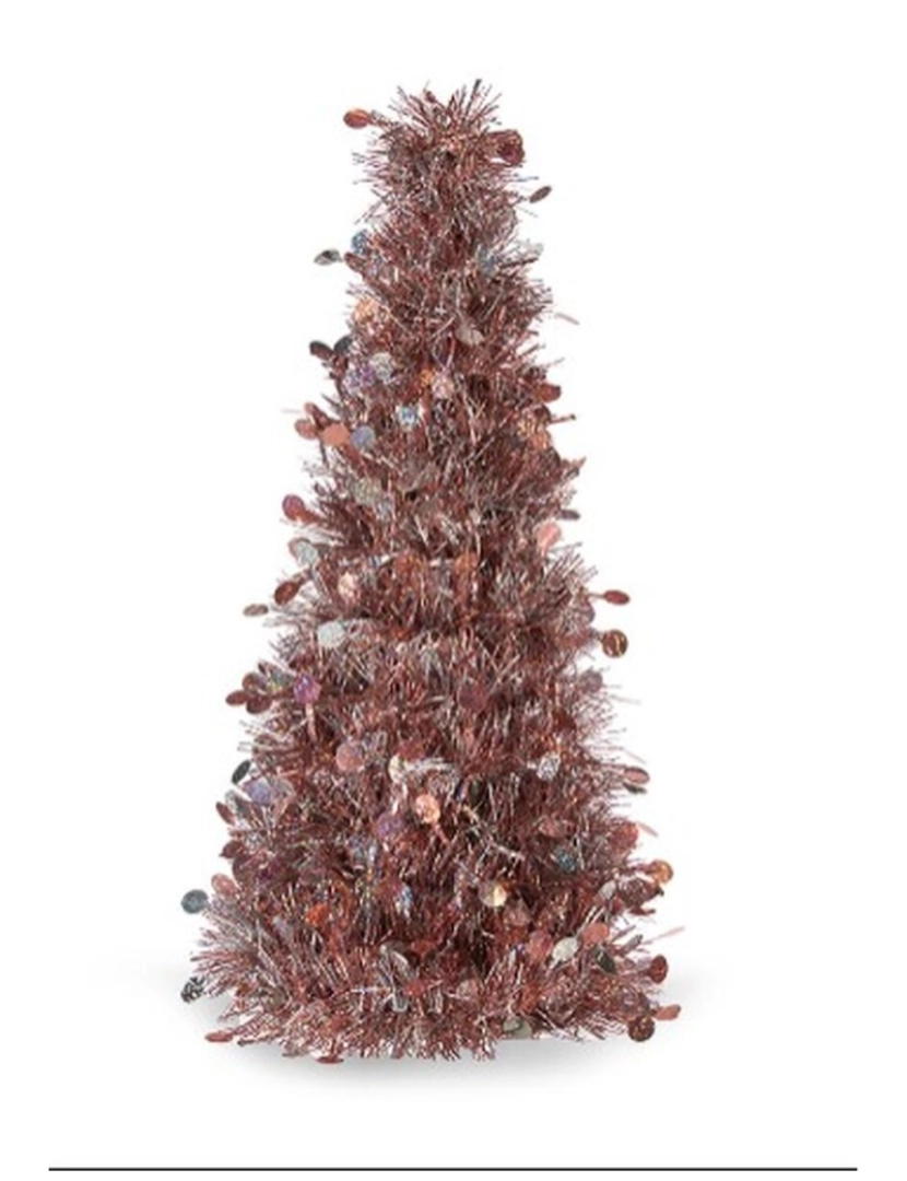 imagem de Figura Decorativa Árvore de Natal Enfeite Cintilante Branco Cor de Rosa Polipropileno PET 18 x 31 x 18 cm (48 Unidades)2