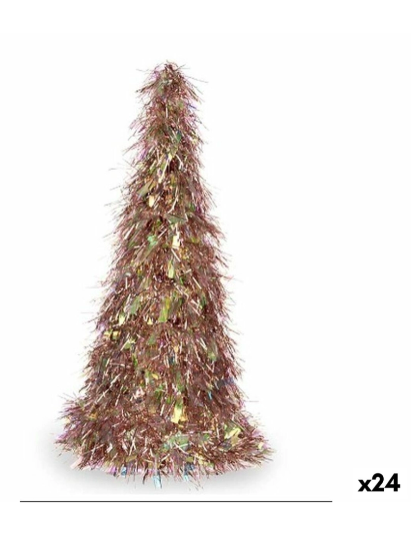 imagem de Figura Decorativa Árvore de Natal Enfeite Cintilante Cobre Fúcsia Polipropileno PET 24 x 46 x 24 cm (24 Unidades)1