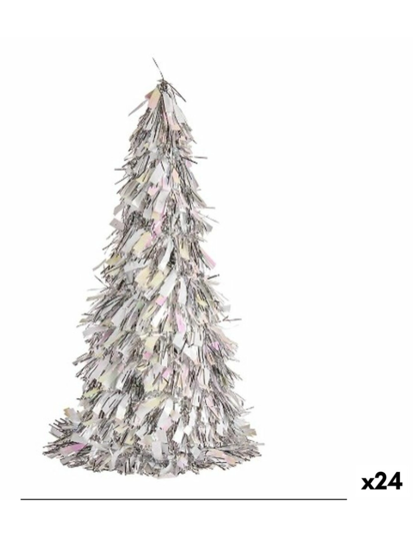 Krist+ - Figura Decorativa Árvore de Natal Enfeite Cintilante Prateado Polipropileno PET 24 x 46 x 24 cm (24 Unidades)