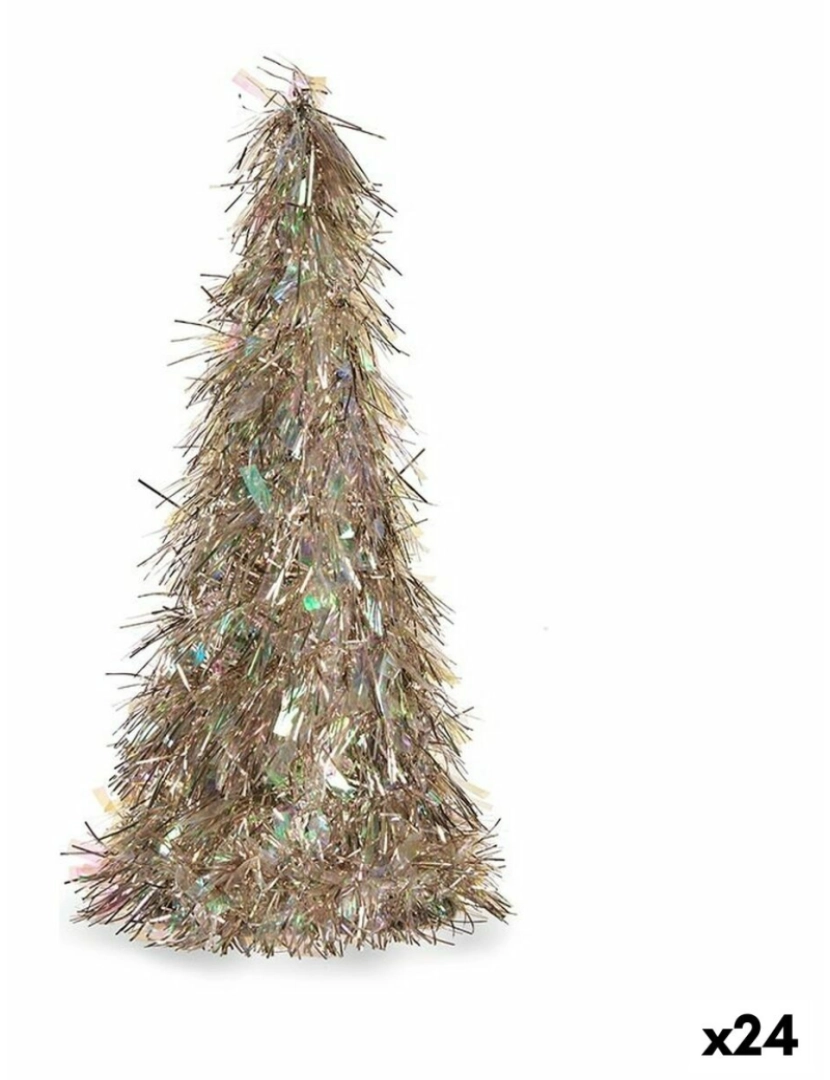 imagem de Figura Decorativa Árvore de Natal Enfeite Cintilante Bronze Polipropileno PET 24 x 46 x 24 cm (24 Unidades)1