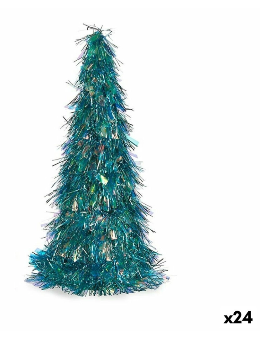 imagem de Figura Decorativa Árvore de Natal Enfeite Cintilante Azul Polipropileno PET 24 x 46 x 24 cm (24 Unidades)1