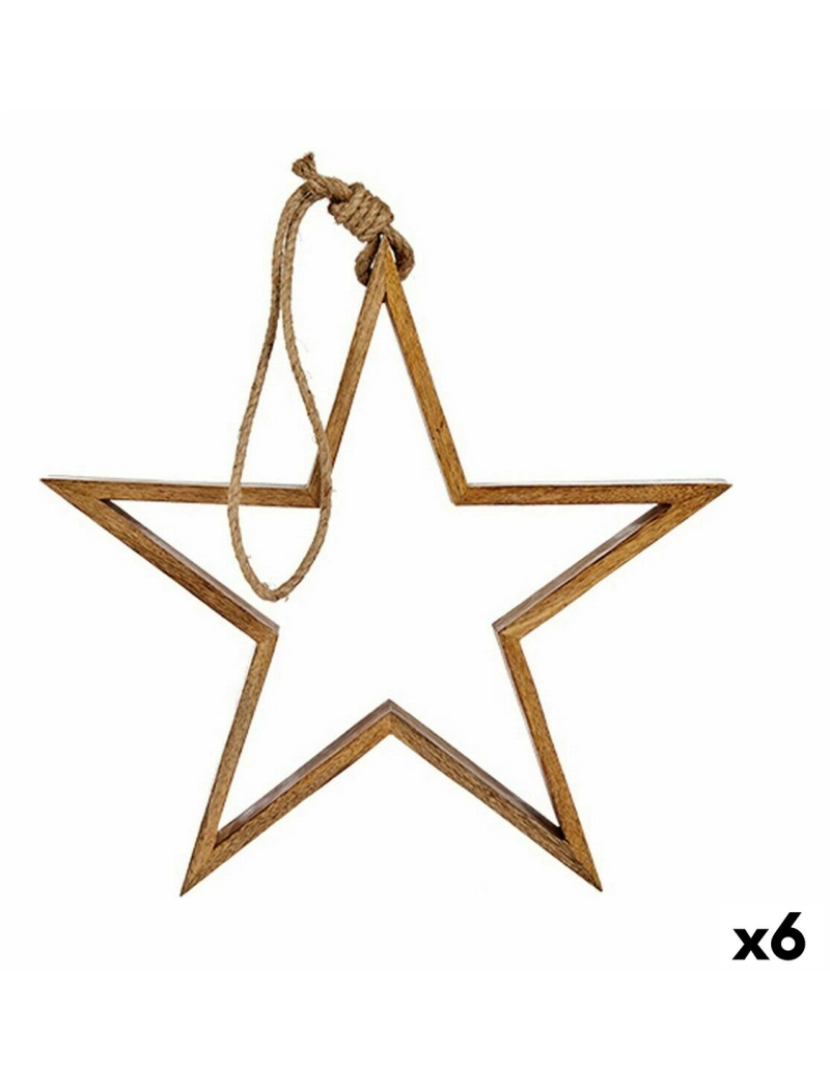 Krist+ - Adorno Natalício Estrela Castanho Juta Madeira 41,5 x 7 x 78 cm (6 Unidades)