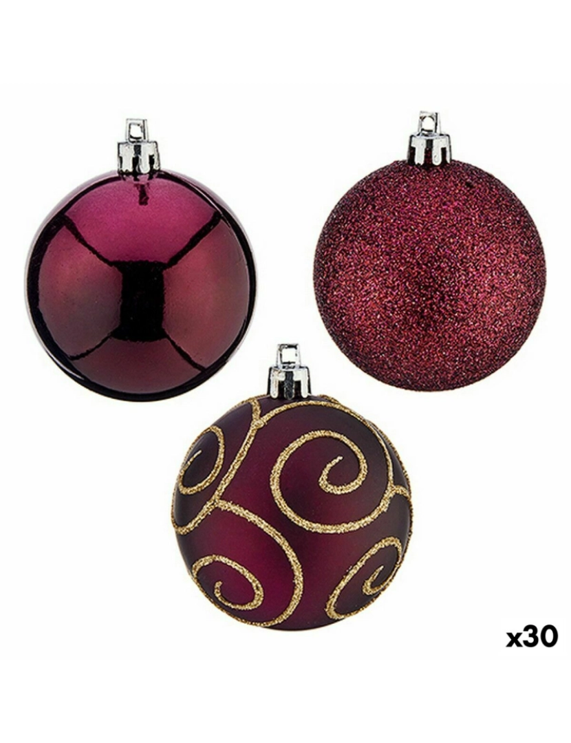 Krist+ - Conjunto de bolas de Natal Roxo Plástico 6 x 7 x 6 cm (30 Unidades)