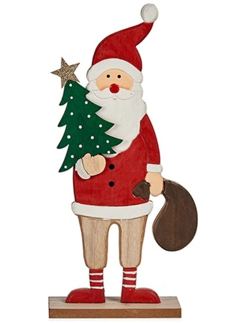 imagem de Figura Decorativa Pai Natal Branco Castanho Vermelho Verde Madeira 5 x 30 x 15 cm (12 Unidades)2