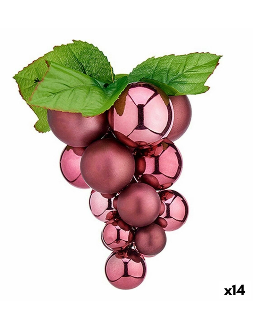 Krist+ - Bola de Natal Uvas Mini Cor de Rosa Plástico 15 x 15 x 20 cm (14 Unidades)