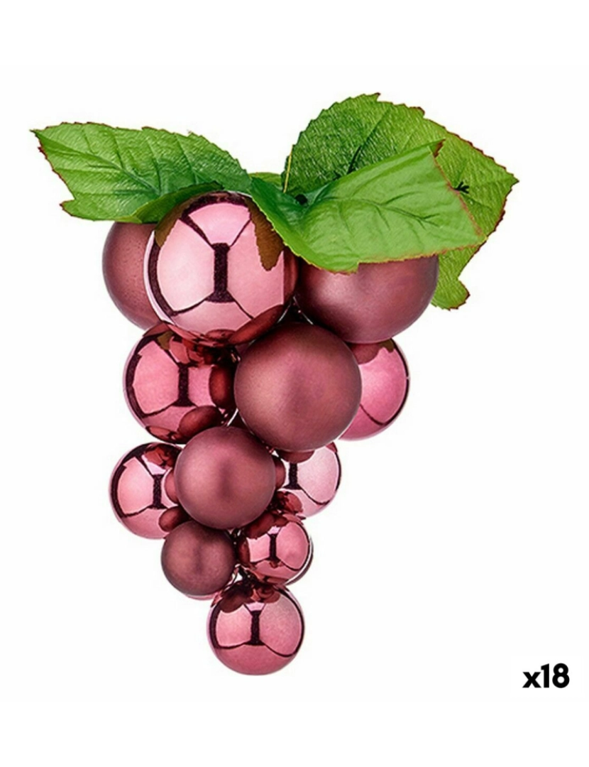 imagem de Bola de Natal Uvas Pequeno Cor de Rosa Plástico 14 x 14 x 25 cm (18 Unidades)1