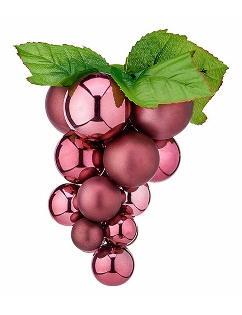 imagem de Bola de Natal Uvas Pequeno Cor de Rosa Plástico 14 x 14 x 25 cm (18 Unidades)2