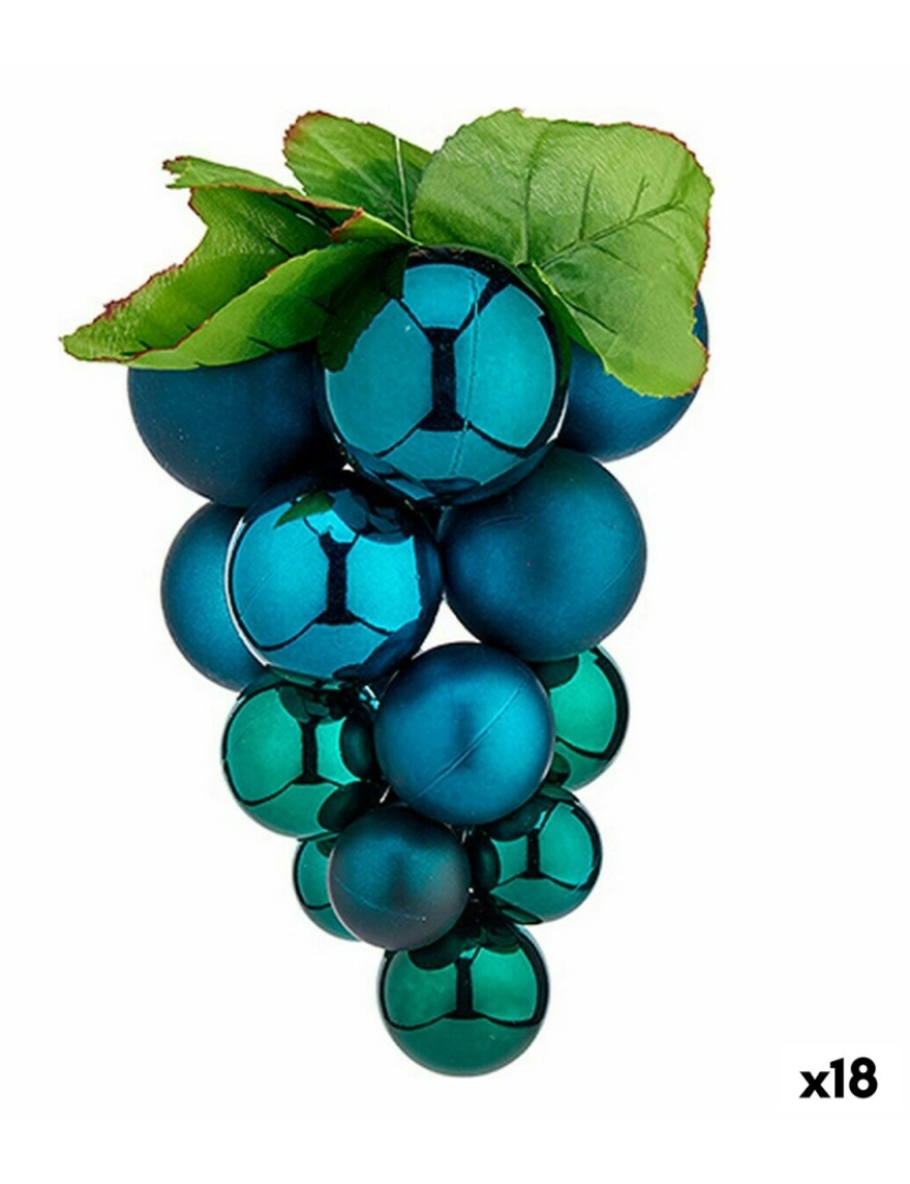 Krist+ - Bola de Natal Uvas Pequeno Azul Plástico 14 x 14 x 25 cm (18 Unidades)