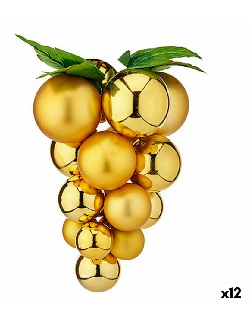 Krist+ - Bola de Natal Uvas Médio Dourado Plástico 18 x 18 x 28 cm (12 Unidades)