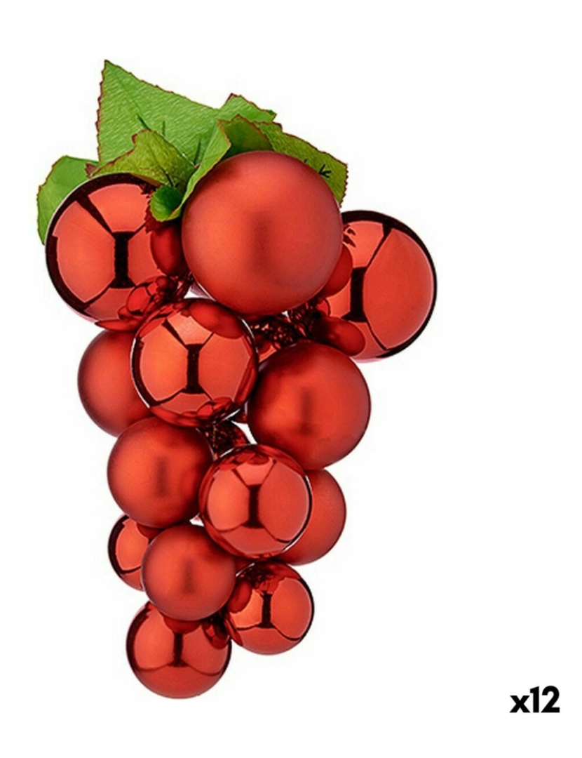 Krist+ - Bola de Natal Uvas Médio Vermelho Plástico 18 x 18 x 28 cm (12 Unidades)