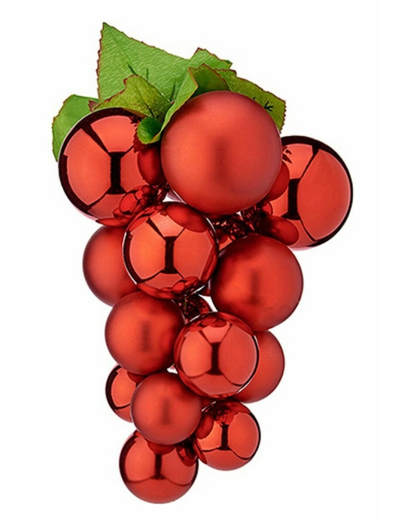 imagem de Bola de Natal Uvas Médio Vermelho Plástico 18 x 18 x 28 cm (12 Unidades)2