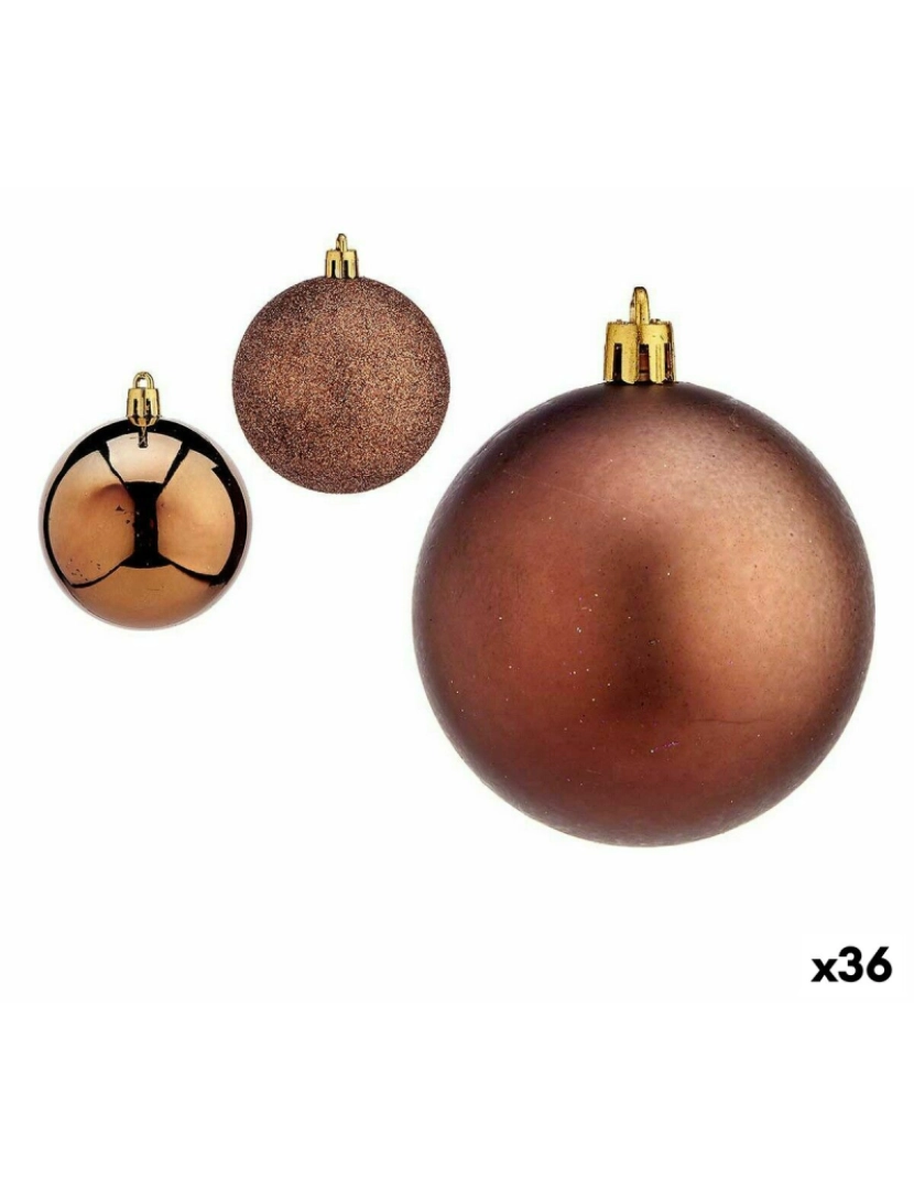 Krist+ - Conjunto de bolas de Natal Castanho Plástico Ø 7 cm (36 Unidades)