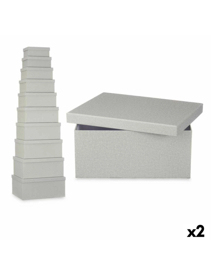 Pincello - Conjunto de Caixas de Organização Empilháveis Cinzento escuro Cartão (2 Unidades)