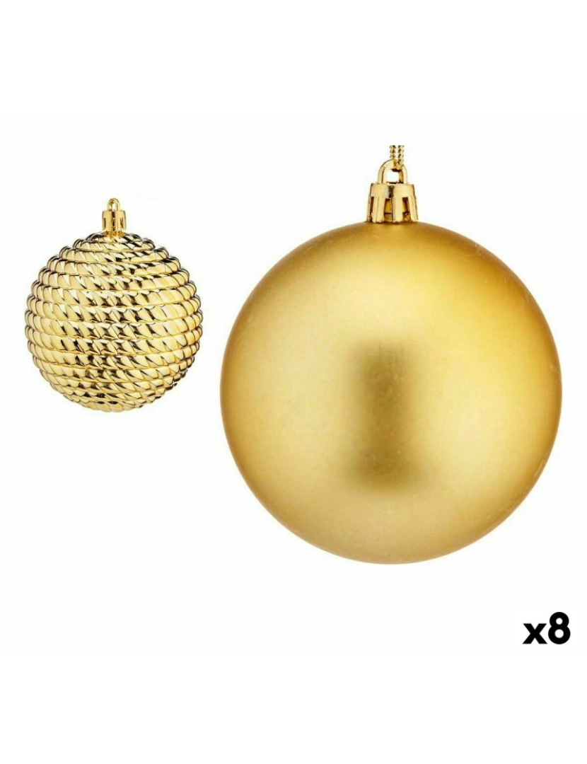 Krist+ - Conjunto de bolas de Natal Dourado Plástico 8 x 9 x 8 cm (8 Unidades)