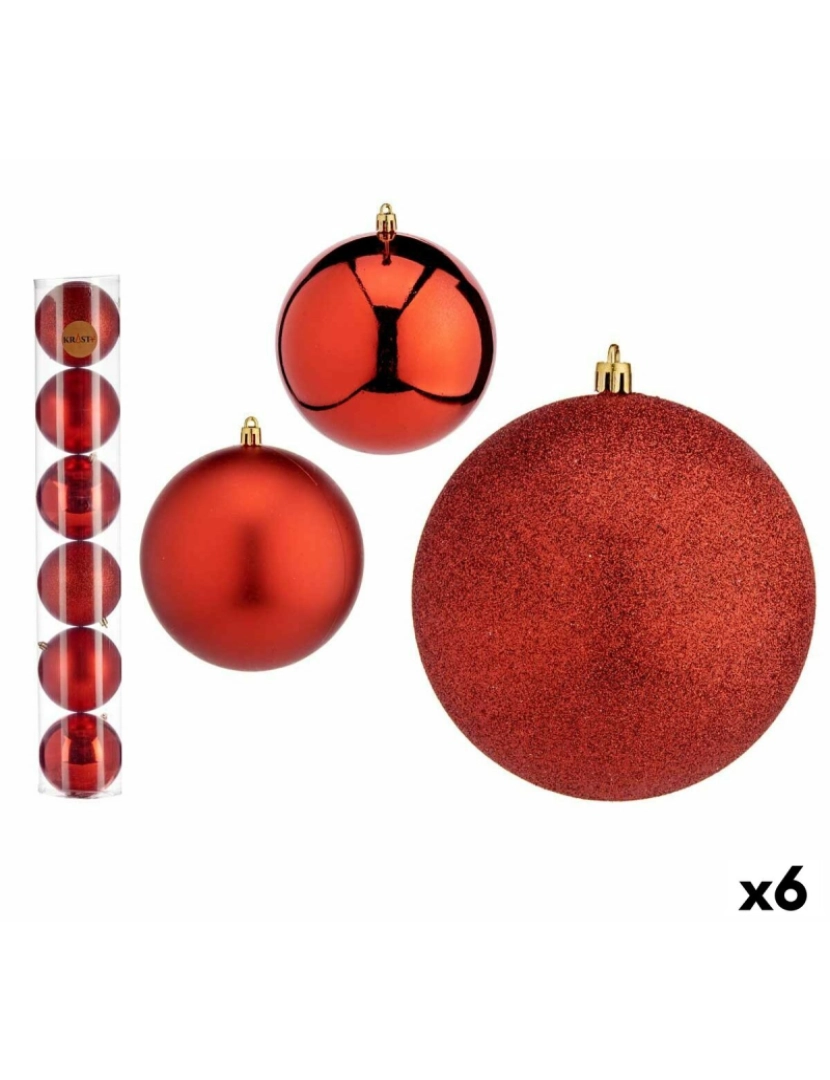 imagem de Conjunto de bolas de Natal Vermelho Plástico Ø 12 cm (6 Unidades)1