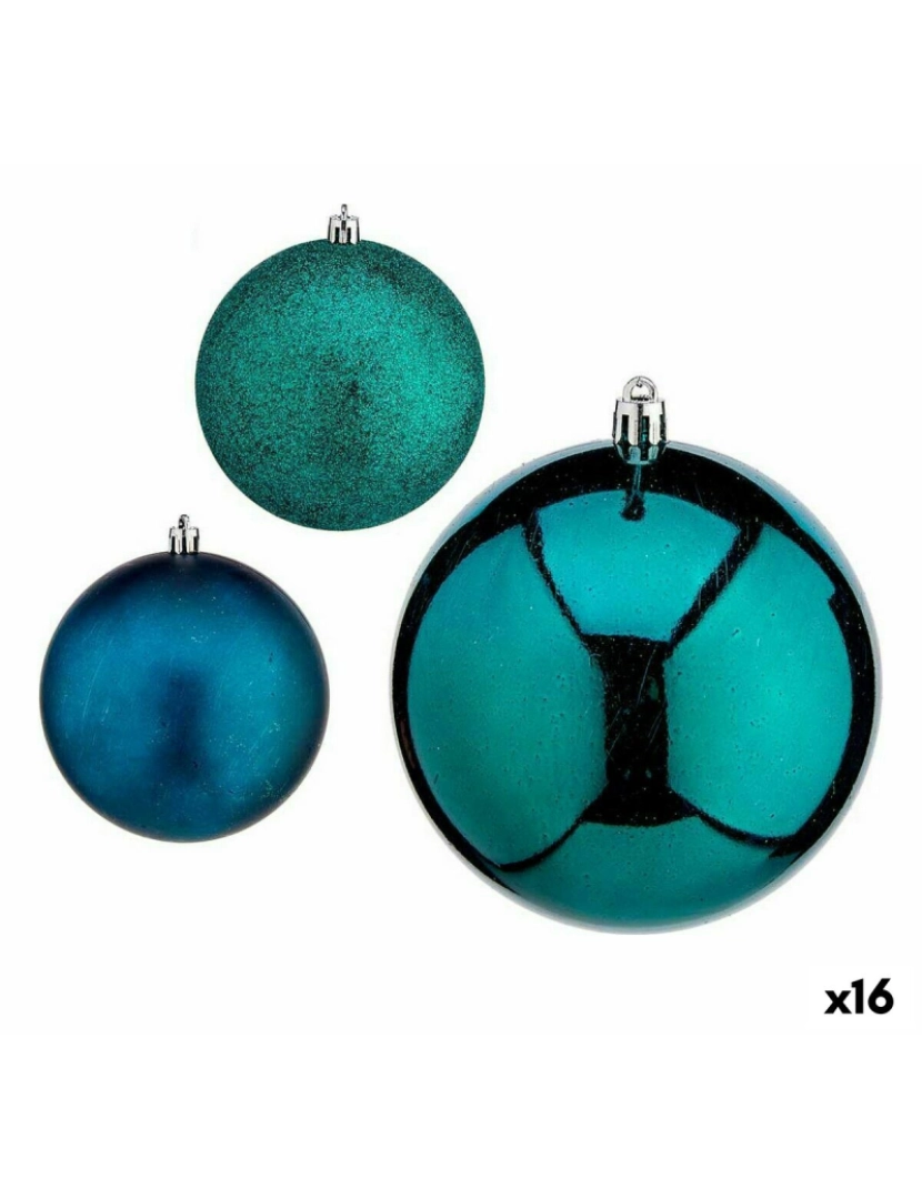 Krist+ - Conjunto de bolas de Natal Azul Plástico 10 x 11 x 10 cm (16 Unidades)