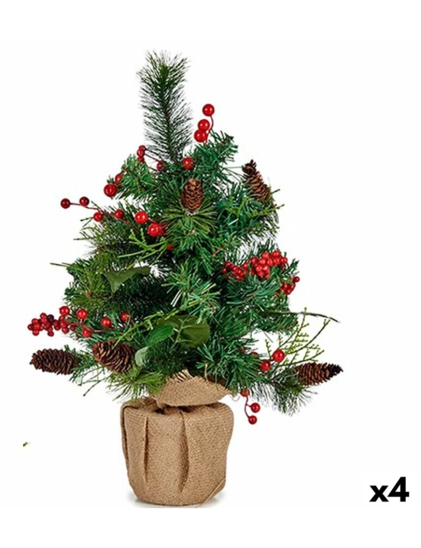 Krist+ - Árvore de Natal Castanho Vermelho Verde 23 x 47 x 27 cm (4 Unidades)