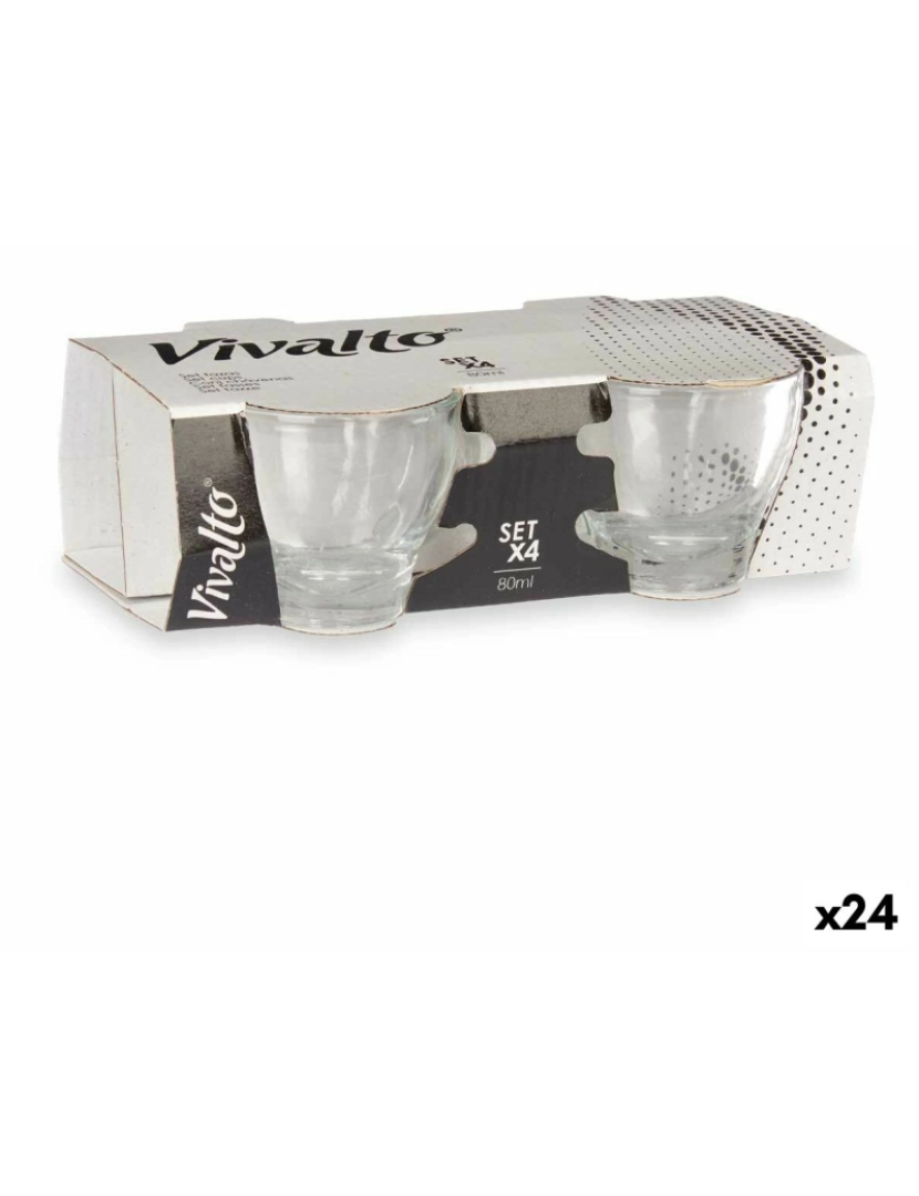 Vivalto - Conjunto de Chávenas de Café Transparente Vidro 80 ml (24 Unidades)