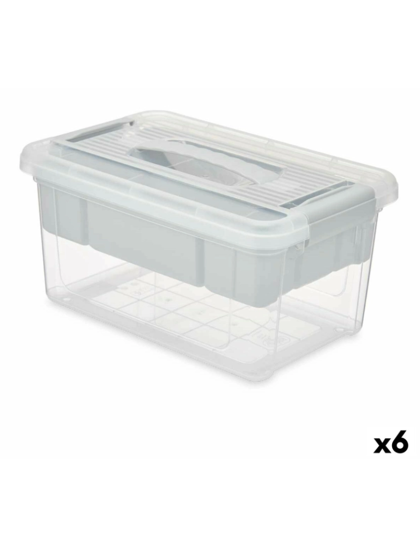 Kipit - Caixa Multiusos Cinzento Transparente Plástico 5 L 29,5 x 14,5 x 19,2 cm (6 Unidades)