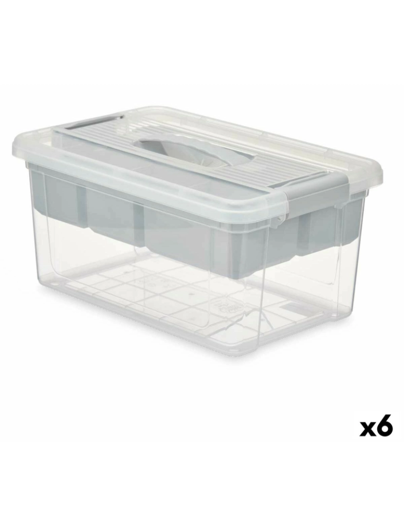 Kipit - Caixa Multiusos Cinzento Transparente Plástico 9 L 35,5 x 17 x 23,5 cm (6 Unidades)