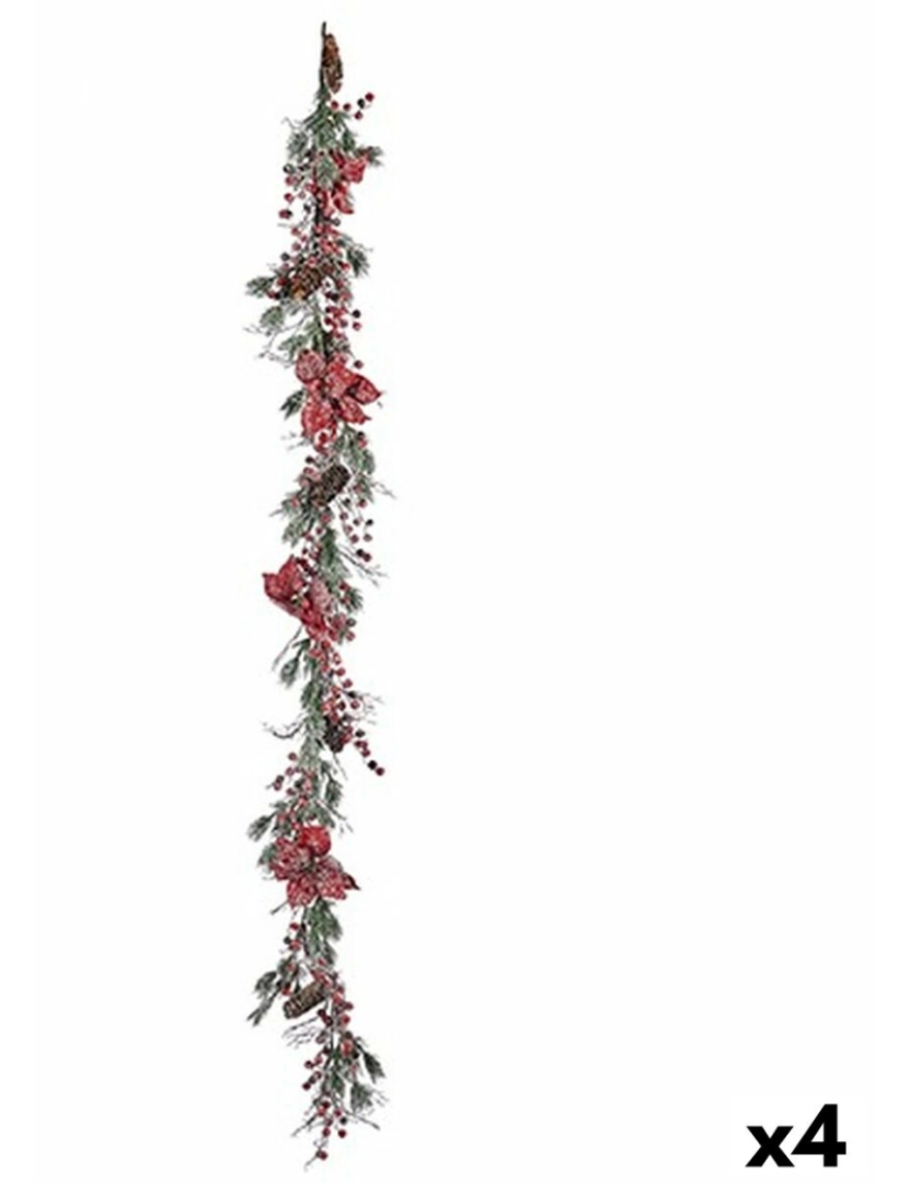 Krist+ - Grinalda de Natal Rama Bloemen Vermelho Verde 15 x 15 x 190 cm (4 Unidades)