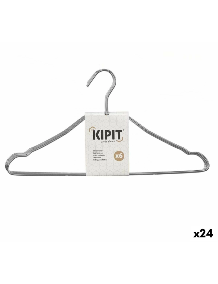 Kipit - Conjunto de Cabides Prateado Metal 39,5 x 20 x 0,5 cm (24 Unidades)