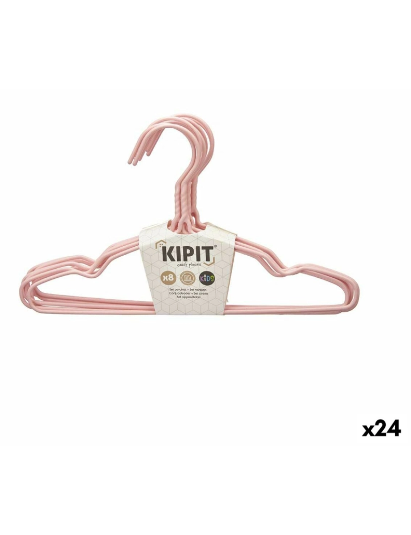 Kipit - Conjunto de Cabides Metal Silicone 9,5 x 0,3 x 18 cm (24 Unidades)