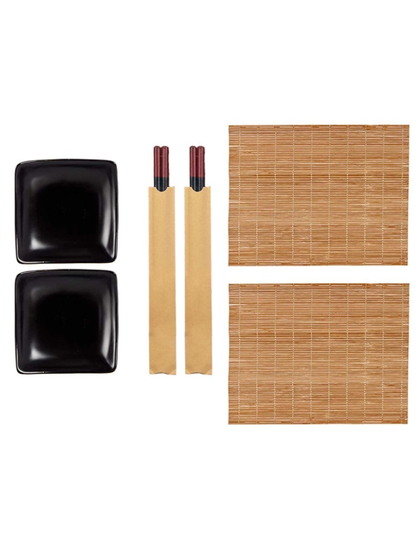 imagem de Conjunto de sushi Preto Cerâmica Bambu (6 Unidades)2