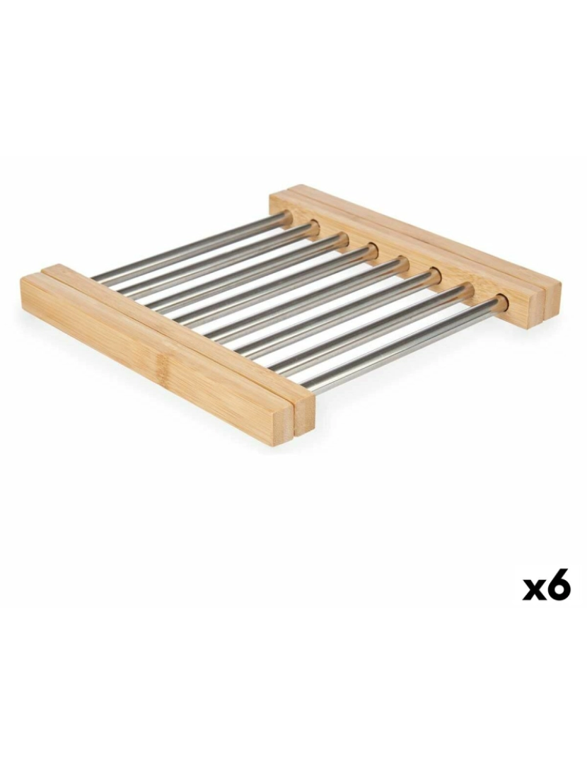 Kinvara - Individuais Prateado Metal Bambu 36,4 x 2,2 x 21,3 cm (6 Unidades)