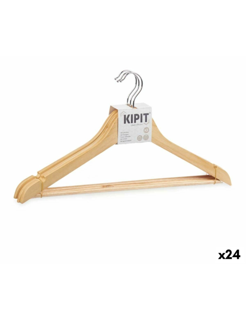 Kipit - Conjunto de Cabides 44,5 x 1,2 x 23 cm Castanho Madeira Metal (24 Unidades)