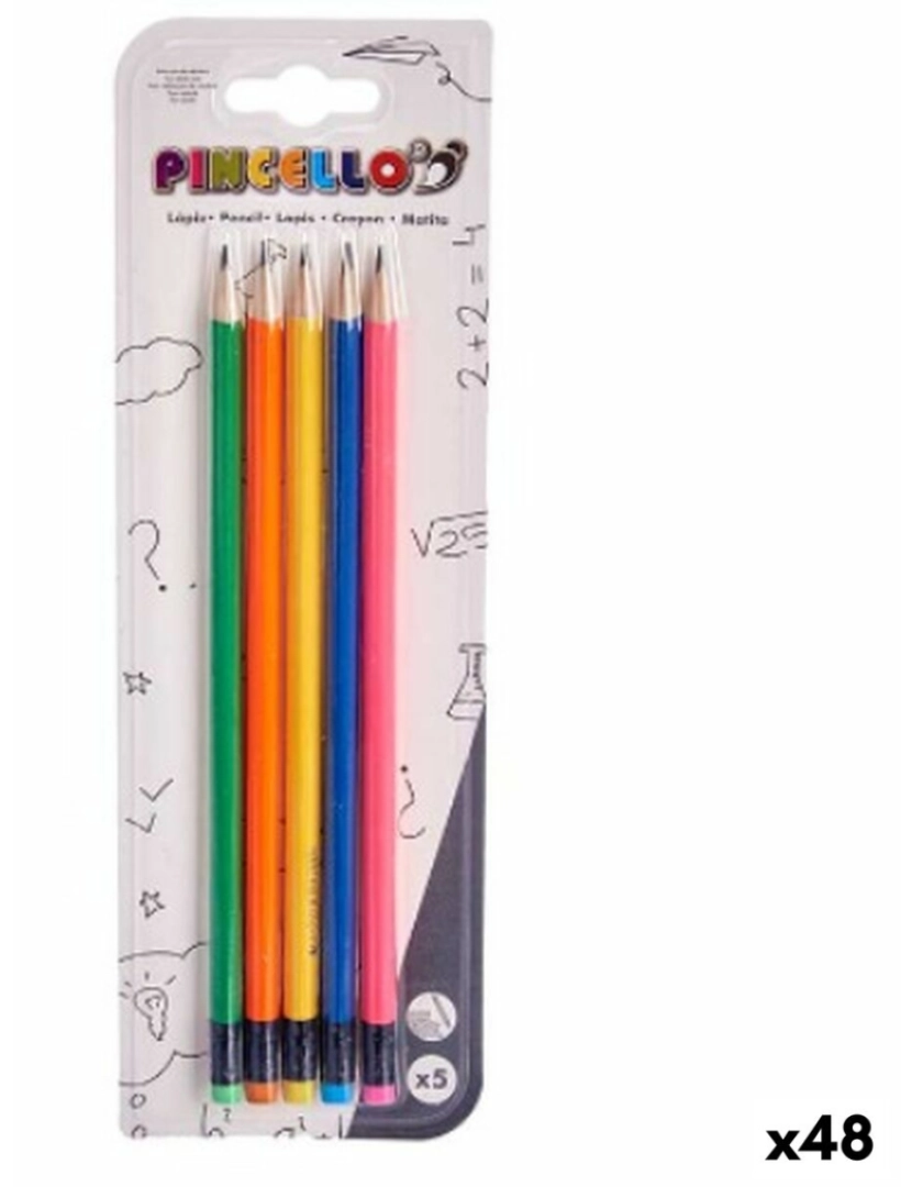Pincello - Conjunto de Lápis Multicolor Madeira (48 Unidades)