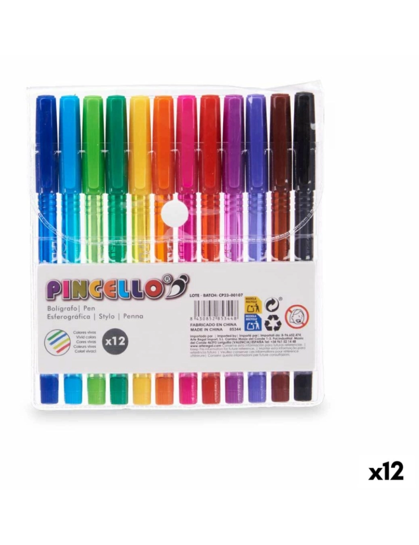Pincello - Conjunto de Canetas Multicolor (12 Unidades)