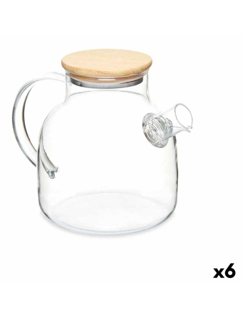 Vivalto - Bule com Filtro para Infusões Transparente Bambu Vidro de Borosilicato 1,2 L (6 Unidades)