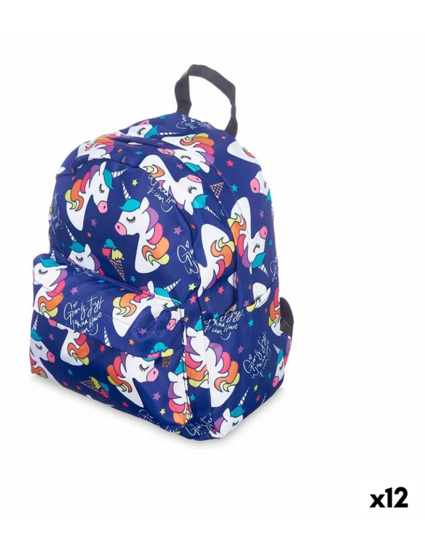 Pincello - Mochila Escolar Unicórnio Multicolor 28 x 12 x 22 cm (12 Unidades)