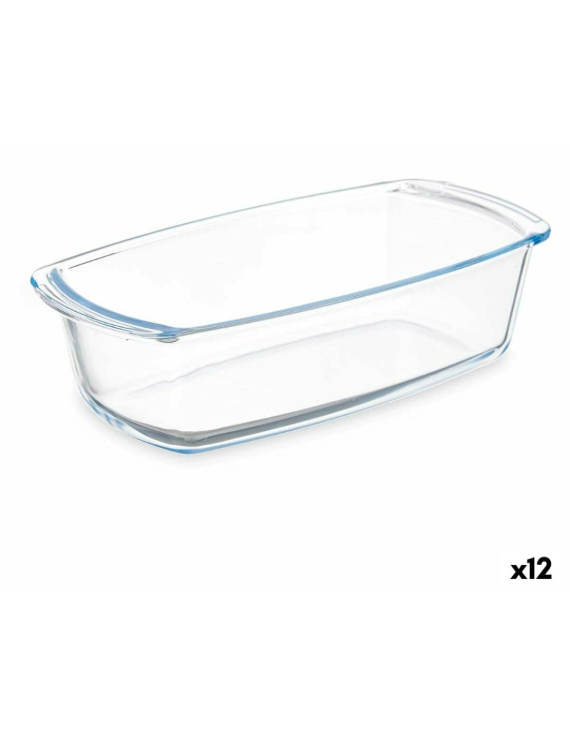 Vivalto - Recipiente de Cozinha Com pegas Transparente Vidro de Borosilicato 1,6 L 27 x 7,2 x 14 cm (12 Unidades)