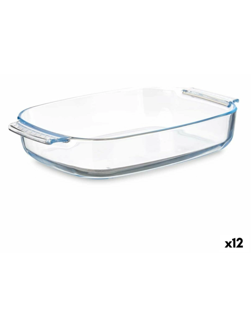 Vivalto - Recipiente de Cozinha Com pegas Transparente Vidro de Borosilicato 2,7 L 34,4 x 6,1 x 22,3 cm (12 Unidades)
