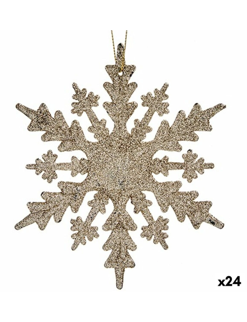 Krist+ - Adorno Natalício Flocos de neve champagne Plástico Purpurina 15 x 15 x 0,2 cm (24 Unidades)