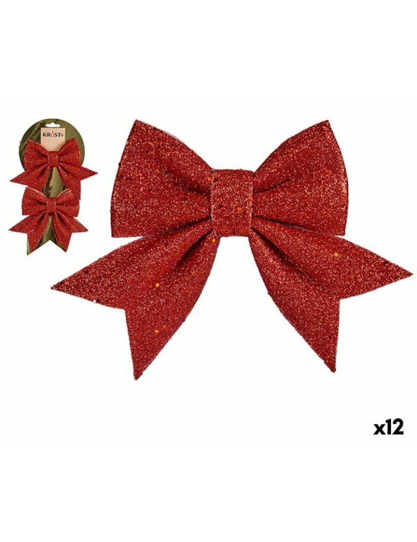 Krist+ - Conjunto de Decorações de Natal Laço Vermelho Plástico 17 x 2,5 x 13 cm (12 Unidades)