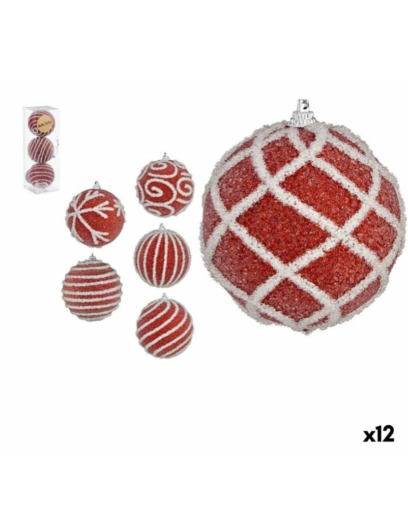 imagem de Conjunto de bolas de Natal Branco Ø 8 cm Vermelho PVC (12 Unidades)1