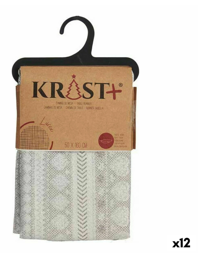 Krist+ - Caminho de Mesa Grecia Prateado 160 x 50 cm (12 Unidades)