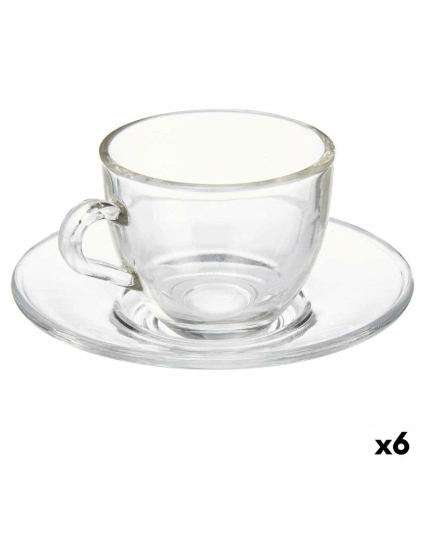 Vivalto - Chávena com Prato Transparente Vidro 85 ml (6 Unidades)