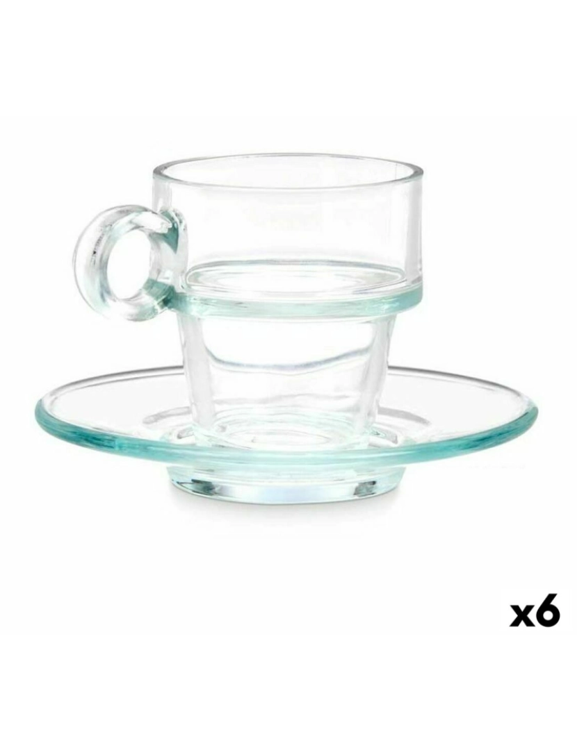 imagem de Chávena com Prato Transparente Vidro 90 ml (6 Unidades)1