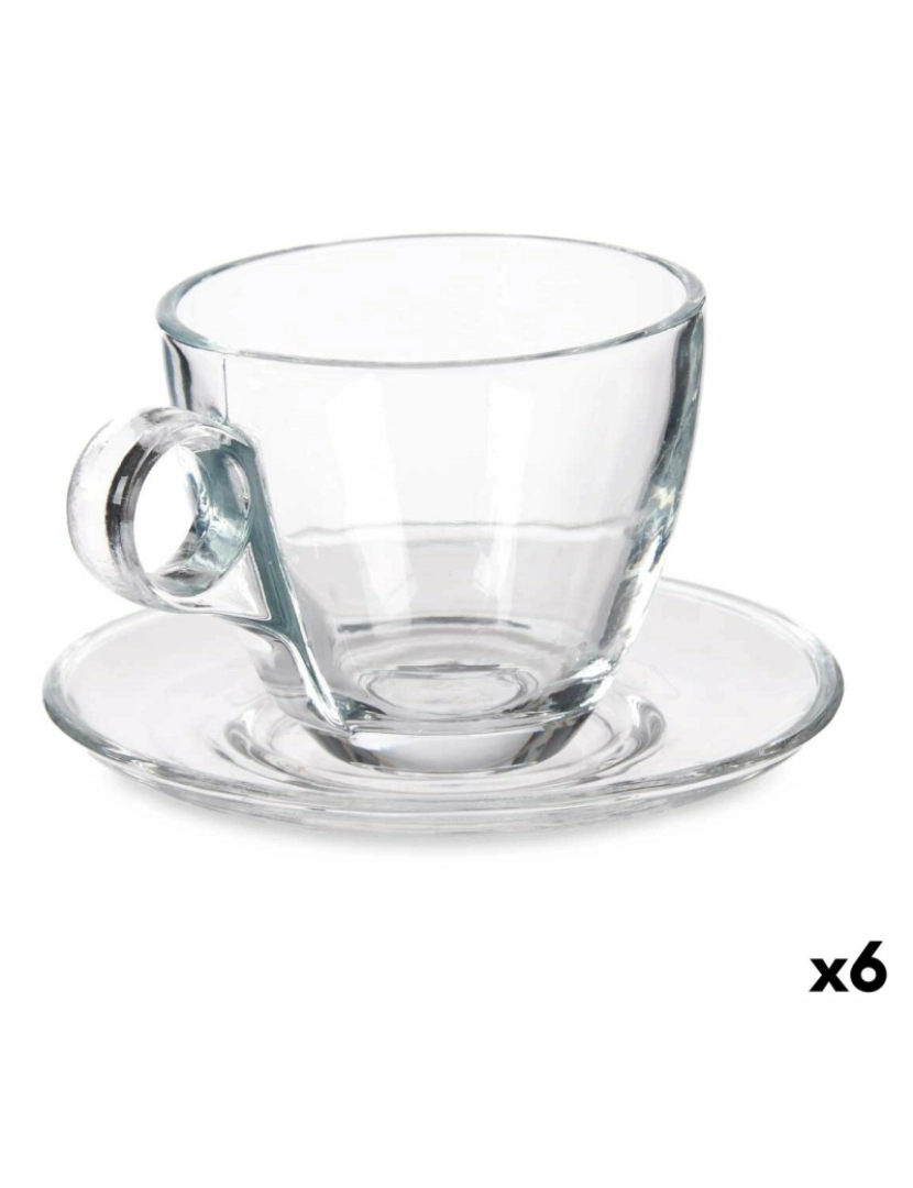 Vivalto - Chávena com Prato Transparente Vidro 170 ml (6 Unidades)