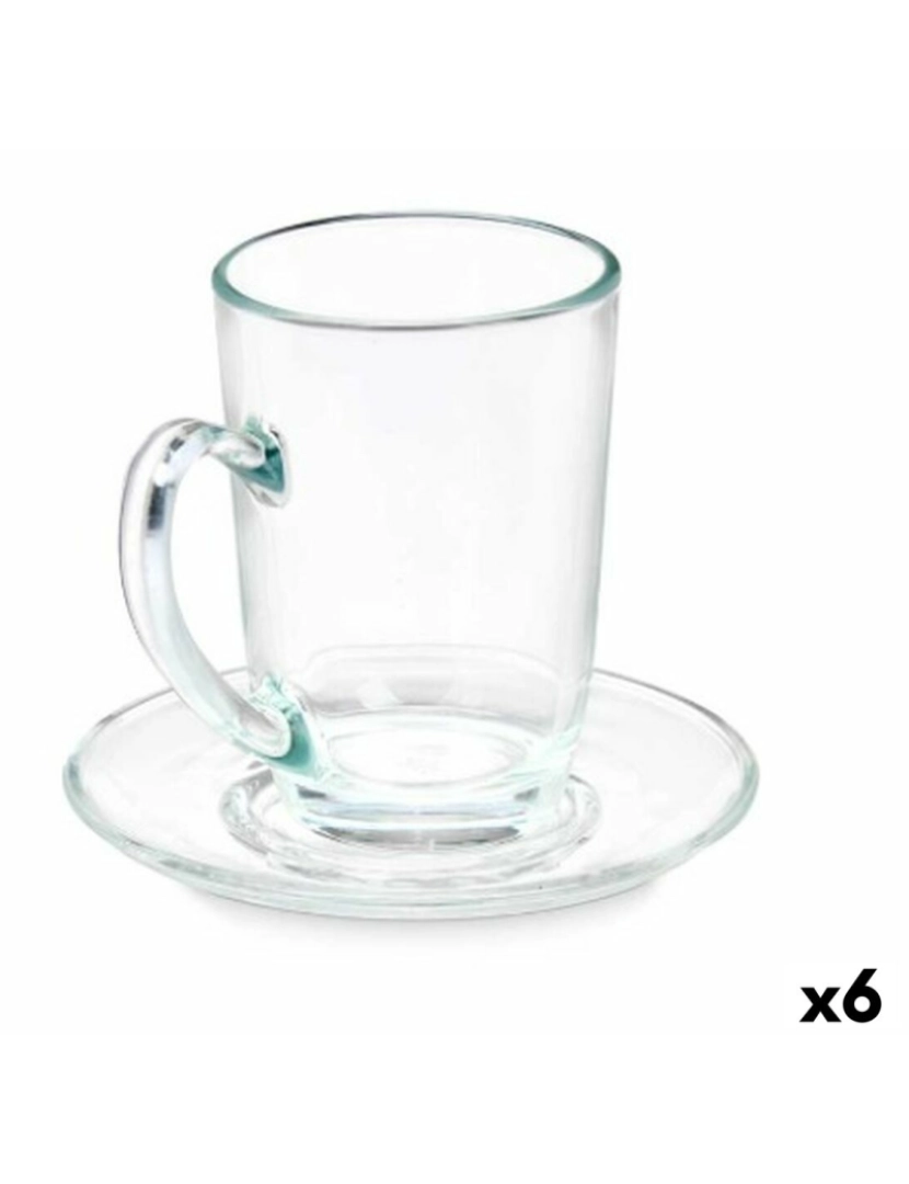 Vivalto - Chávena com Prato Transparente Vidro 200 ml (6 Unidades)