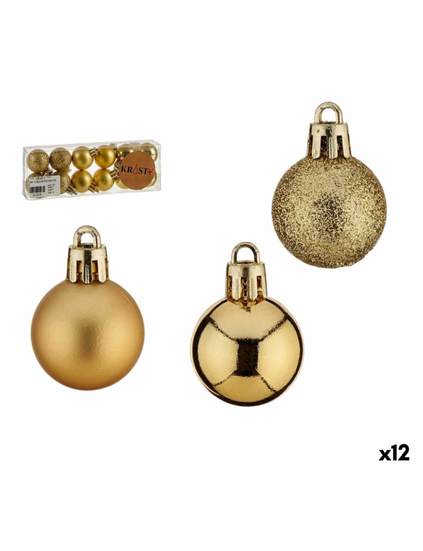 Krist+ - Conjunto de bolas de Natal Dourado PVC Ø 3 cm (12 Unidades)