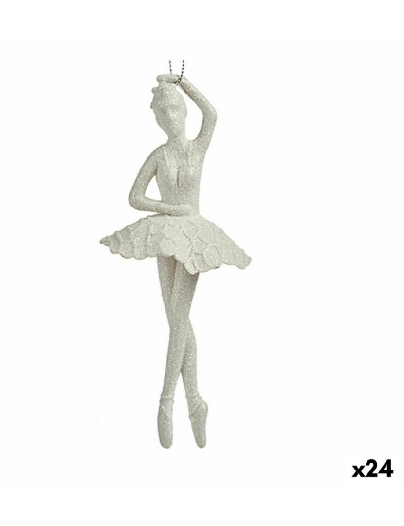 Krist+ - Adorno Natalício Bailarina Branco Plástico Purpurina 6,7 x 16 x 6,7 cm (24 Unidades)