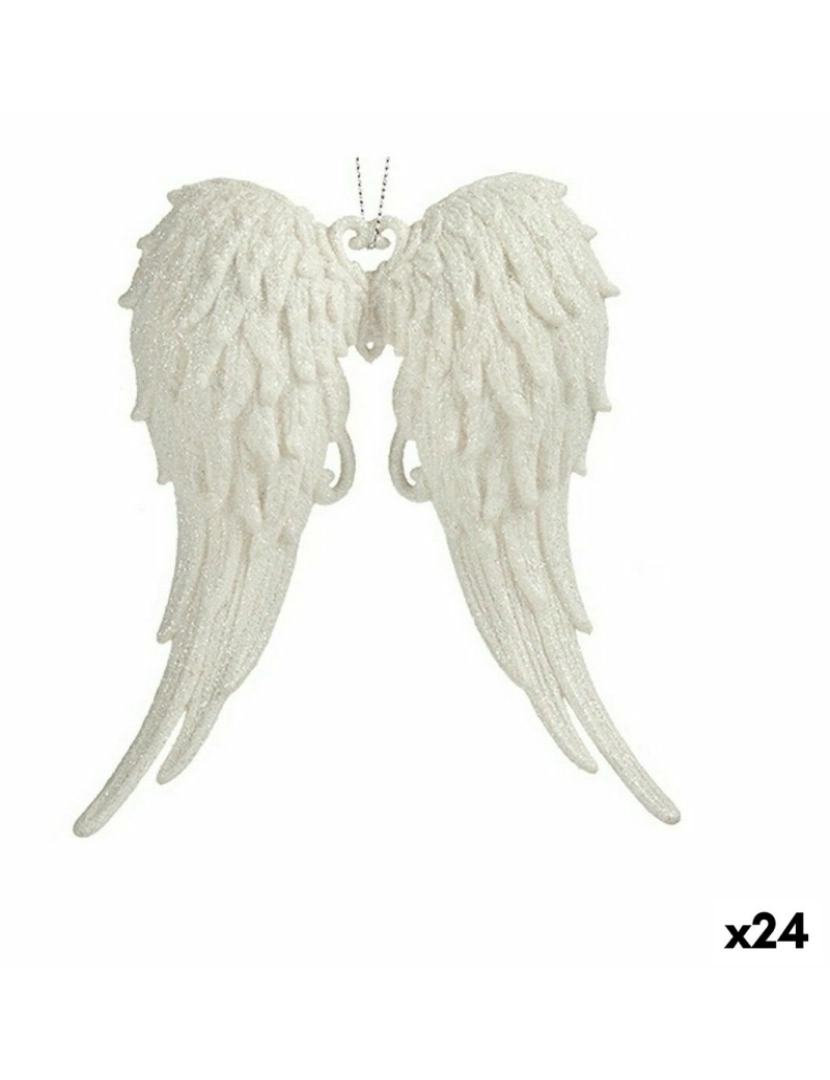 Krist+ - Adorno Natalício Asas de Anjo Branco Plástico Purpurina 13 x 14,5 x 2,5 cm (24 Unidades)