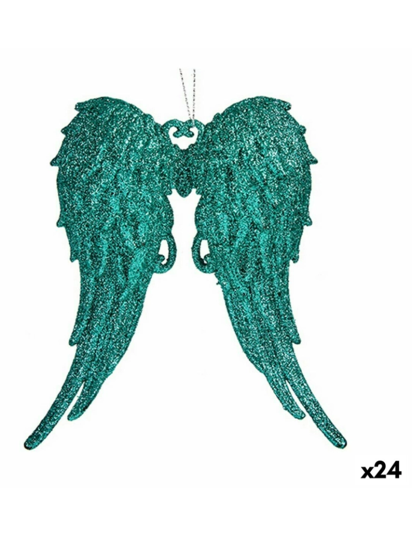 imagem de Adorno Natalício Asas de Anjo Verde Plástico Purpurina 13 x 14,5 x 2,5 cm (24 Unidades)1