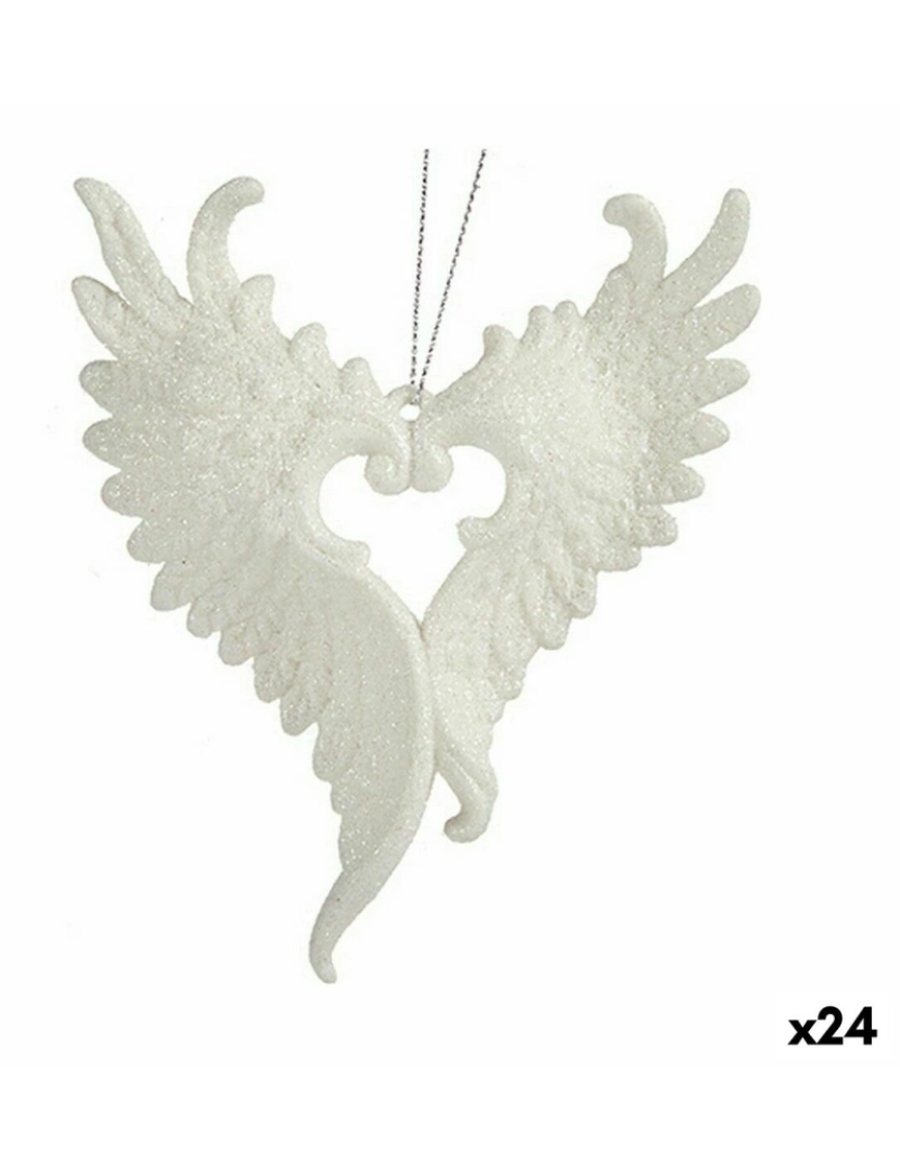 Krist+ - Adorno Natalício Asas de Anjo Branco Plástico Purpurina 12 x 13 x 2,5 cm (24 Unidades)