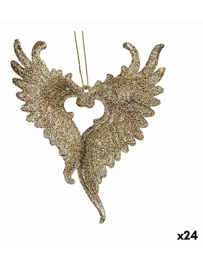 Krist+ - Adorno Natalício Asas de Anjo champagne Plástico Purpurina 12 x 13 x 2,5 cm (24 Unidades)